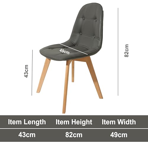 Modern Arm Less Solid Wooden Padded Seat Dining Chairs with Back Rest Designer Chairs for Kitchen Home Office Lounge Living Room Cushioned (Grey)