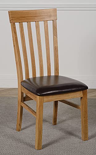 Oak Furniture King Harvard Solid Oak Dining Chairs for Dining Room or Kitchen | Wooden Dining Chairs with Braced Oak Legs