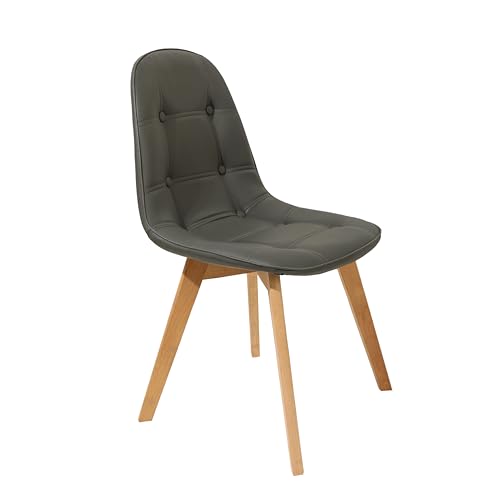 Modern Arm Less Solid Wooden Padded Seat Dining Chairs with Back Rest Designer Chairs for Kitchen Home Office Lounge Living Room Cushioned (Grey)