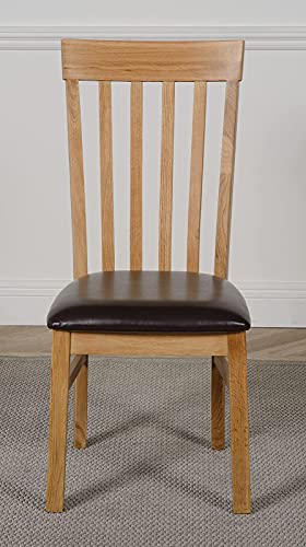Oak Furniture King Harvard Solid Oak Dining Chairs for Dining Room or Kitchen | Wooden Dining Chairs with Braced Oak Legs