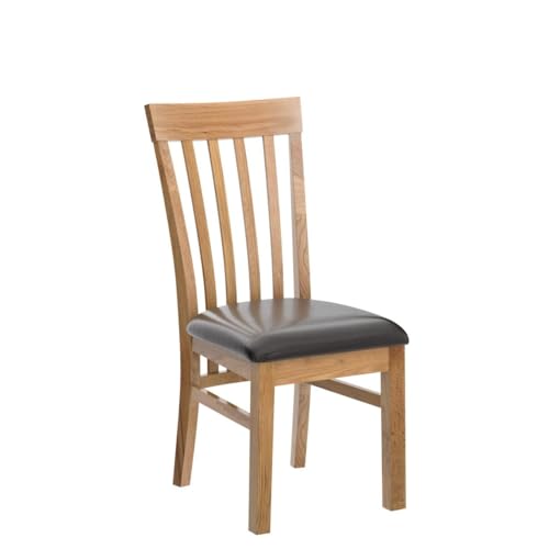 Oak Furniture King Harvard Solid Oak Dining Chairs for Dining Room or Kitchen | Wooden Dining Chairs with Braced Oak Legs