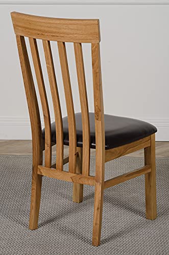 Oak Furniture King Harvard Solid Oak Dining Chairs for Dining Room or Kitchen | Wooden Dining Chairs with Braced Oak Legs
