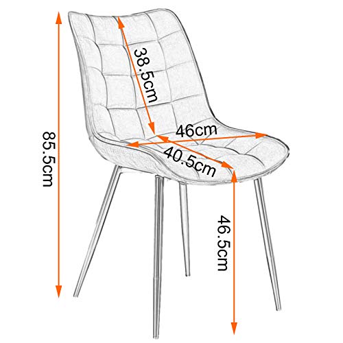 WOLTU Dining Chairs Set of 2 pcs Kitchen Counter Chairs Lounge Leisure Living Room Corner Chairs Light Brown Faux Leather Reception Chairs with Backrest and Padded Seat