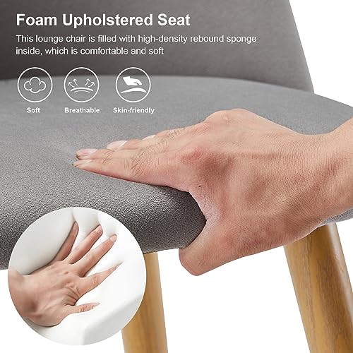 CLIPOP Dining Chairs Set of 4 Grey Velvet Kitchen Counter Chairs with Backrest and Wooden Style Metal Legs, Lounge Corner Chairs for Living Room, Kitchen,Office