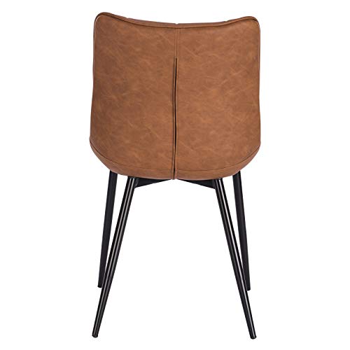 WOLTU Dining Chairs Set of 2 pcs Kitchen Counter Chairs Lounge Leisure Living Room Corner Chairs Light Brown Faux Leather Reception Chairs with Backrest and Padded Seat