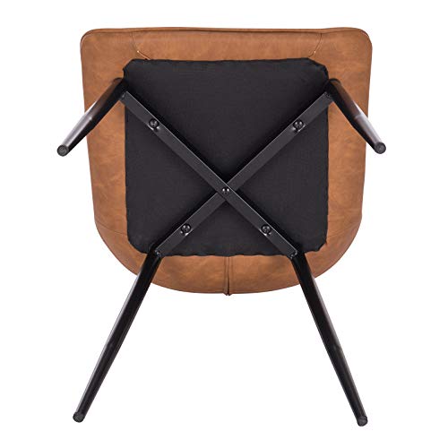 WOLTU Dining Chairs Set of 2 pcs Kitchen Counter Chairs Lounge Leisure Living Room Corner Chairs Light Brown Faux Leather Reception Chairs with Backrest and Padded Seat