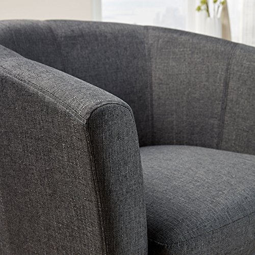 Home Source Tub Accent Chair - Fabric Armchair with Wooden Legs - Upholstered Single Sofa for Home, Office, Living Room - Single Sofa, Padded Foam Seat (Dark Grey)
