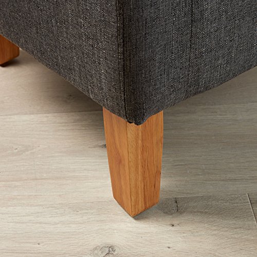 Home Source Tub Accent Chair - Fabric Armchair with Wooden Legs - Upholstered Single Sofa for Home, Office, Living Room - Single Sofa, Padded Foam Seat (Dark Grey)