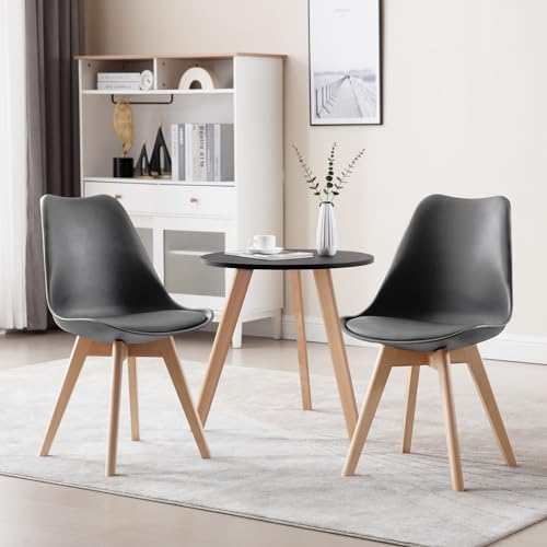 WOLTU Dining Chair Kitchen Chair Faux Leather and Solid Wood for Living Room/Home/Office, Lounge Chair Modern, Accent Chair with Backrest Grey BH29gr-1