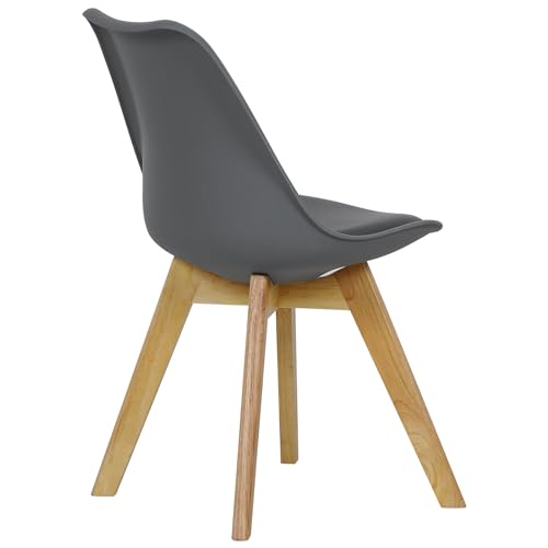 WOLTU Dining Chair Kitchen Chair Faux Leather and Solid Wood for Living Room/Home/Office, Lounge Chair Modern, Accent Chair with Backrest Grey BH29gr-1