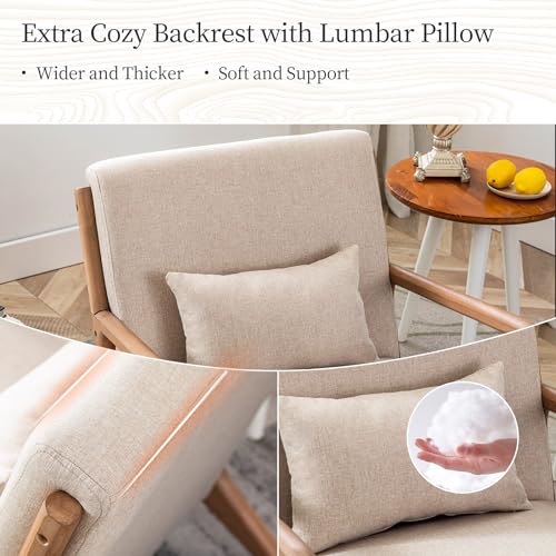 Bonzy Home Living Room Armchair Set of 2, Tub Chair Modern Accent Chair, Retro Lounge Single Sofa Chair Reading Arm Chairs with Solid Wooden Frame, Occasional Chair for Bedroom, Beige