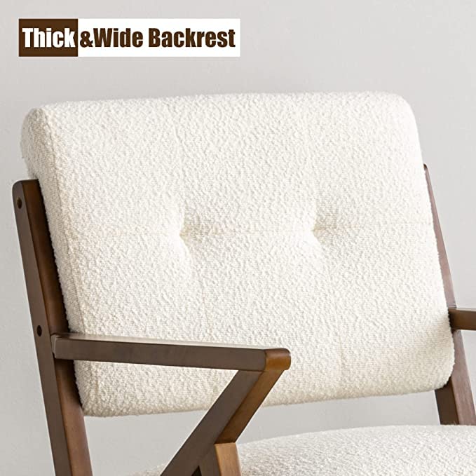 HomeMiYN Mid-Century Armchair,Retro Accent Chair with Wood Frame Upholstered Occasional Club Chair for Living Room Reception Bedroom Balcony Office Apartment Beige