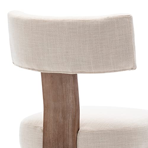 Wahson Mid Century Dining Chairs Set of 2 Linen Fabric Kitchen Leisure Chairs with Solid Wood Legs, Upholstered Side Chairs for Dining Room, Beige