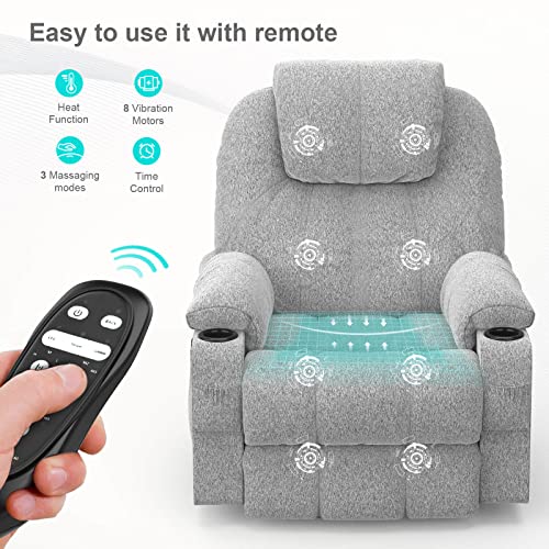 YONISEE Lift chairs recliners for elderly,Recliner Chair with Massage and Heat, Extended Footrest, Heavy Duty Motor Large Recliners for Living Room USB Port, Cup holders, 2 Side Pockets