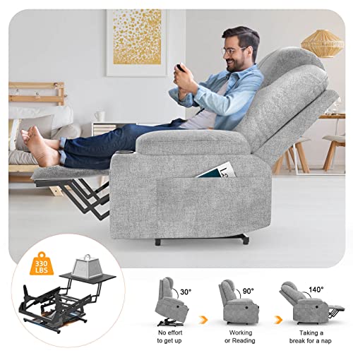 YONISEE Lift chairs recliners for elderly,Recliner Chair with Massage and Heat, Extended Footrest, Heavy Duty Motor Large Recliners for Living Room USB Port, Cup holders, 2 Side Pockets