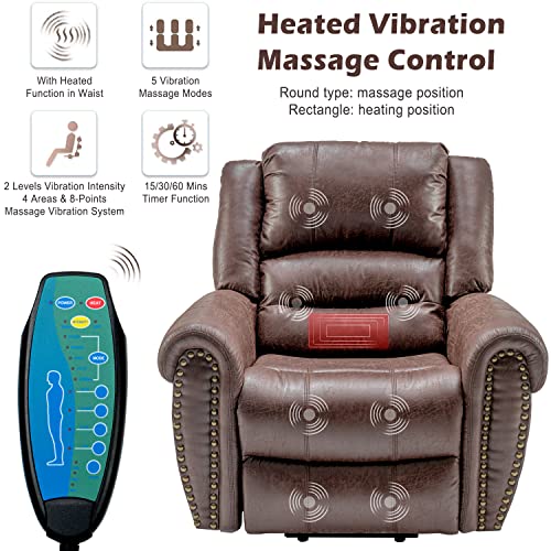 Kayan Large Power Lift Recliner Chairs with Massage and Heat for Elderly Big People, Massage Chair Heavy Duty Electric Faux Leather Reclining Chairs with USB Port and 2 Side Pockets