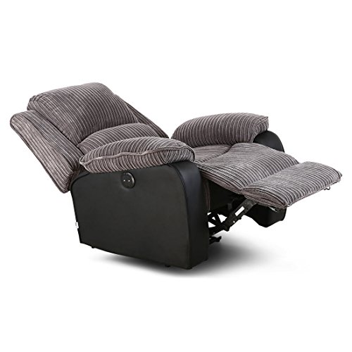 More4Homes POSTANA JUMBO CORD FABRIC POWER RECLINER ARMCHAIR ELECTRIC SOFA RECLINING CHAIR (Grey)