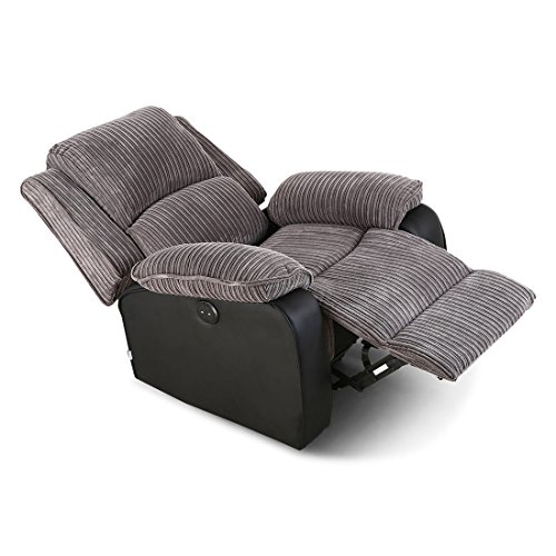 More4Homes POSTANA JUMBO CORD FABRIC POWER RECLINER ARMCHAIR ELECTRIC SOFA RECLINING CHAIR (Grey)