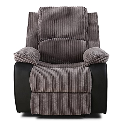 More4Homes POSTANA JUMBO CORD FABRIC POWER RECLINER ARMCHAIR ELECTRIC SOFA RECLINING CHAIR (Grey)