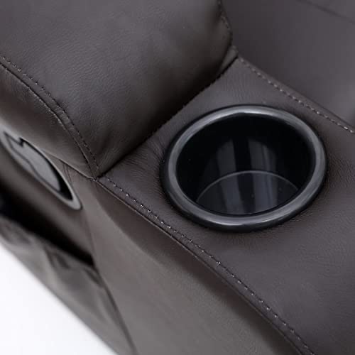 More4Homes CAESAR 10 IN 1 WINGED RECLINER CHAIR ROCKING MASSAGE SWIVEL HEATED GAMING BONDED LEATHER ARMCHAIR (Brown)