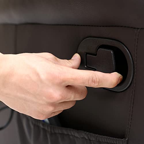 More4Homes CAESAR 10 IN 1 WINGED RECLINER CHAIR ROCKING MASSAGE SWIVEL HEATED GAMING BONDED LEATHER ARMCHAIR (Brown)