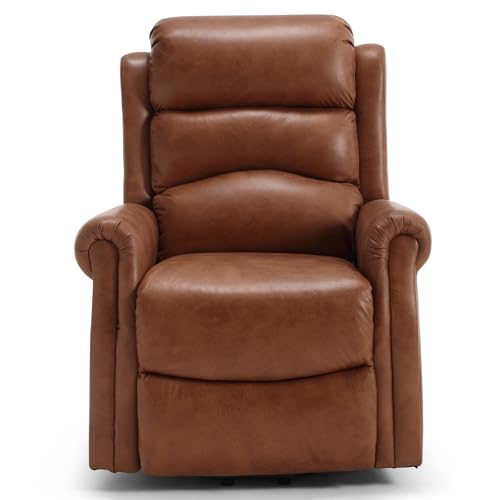 Bravich Stanley Electric Recliner Armchair - Brown. Riser And Recliner Chairs, Bonded Leather Single Seat Arm Chair With Foot Rest. Accent Armchairs For Living Room Furniture, Brown