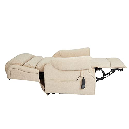 Salisbury Dual Motor Riser Recliner Arm Chair In Beige Fabric with Free 5 Year Warranty