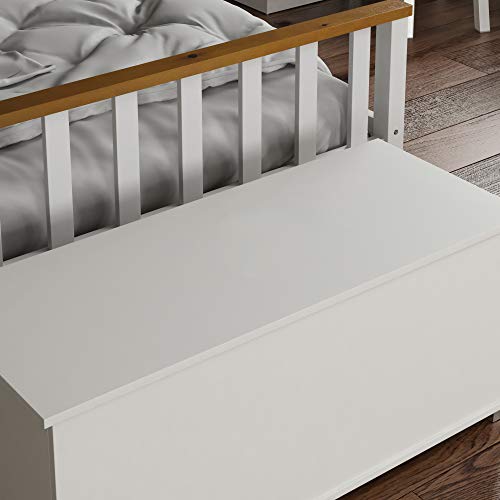 Vida Designs Leon Storage Ottoman, Wooden Chest with Lid, Seat, Stool, Window Bench, Blankets, Bedding, Toy Box, Footstool, White