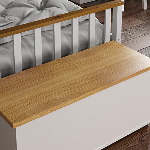 Vida Designs Arlington Storage Ottoman, Wooden Chest with Lid, Seat, Stool, Window Bench, Blankets, Bedding, Toy Box, Footstool, White