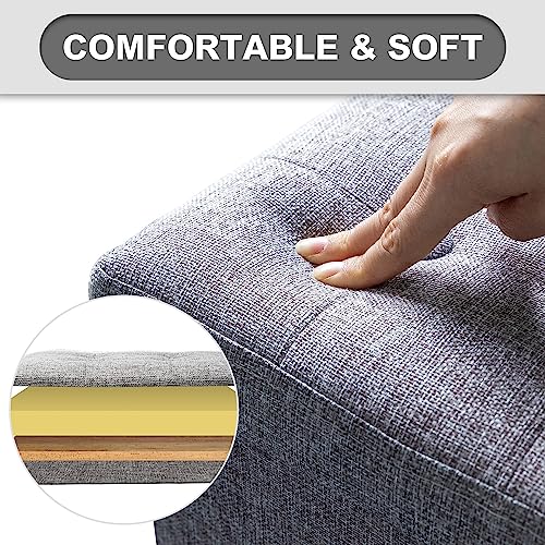 Oak & Tea Foldable Ottoman Storage Chair Folding Footstool with Lid Shoe Stool Bedroom Living Room Large Capacity Children'S Toys Storage Boxes Grey 30 * 30 * 30cm