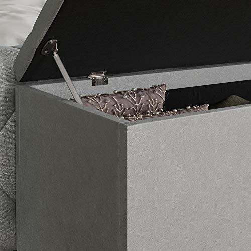 Vida Designs Valencia Storage Ottoman, Fabric Chest with Lid, Seat, Stool, Window Bench, Chest, Toy Storage Box, Pouffee, Footstool, Light Grey Velvet