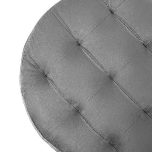 OHS Round Ottoman Storage Matt Velvet, Grey Ottoman with Lid Storage Ottomans for Bedroom Living Room Space Saving Organising Storage Box, Charcoal