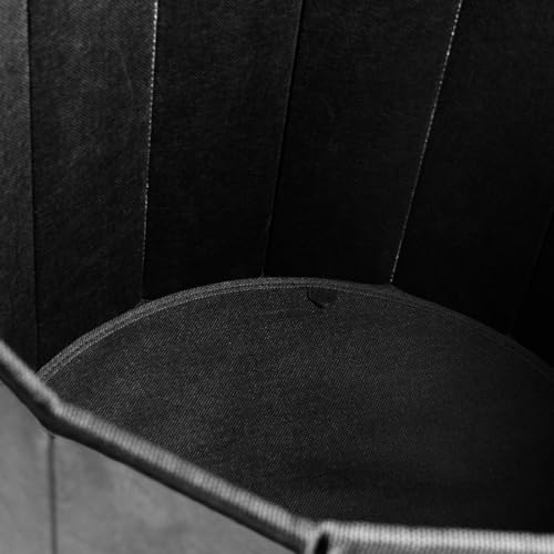 OHS Round Ottoman Storage Matt Velvet, Grey Ottoman with Lid Storage Ottomans for Bedroom Living Room Space Saving Organising Storage Box, Charcoal