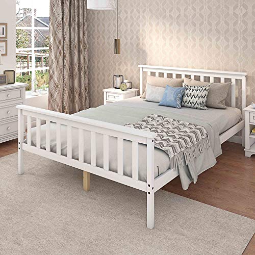 Panana Double Bed Frame Wooden 4FT6 Bed Thicked Slats Bed Room Furniture, Grey