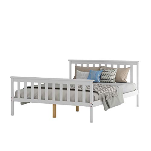 Panana Double Bed Frame Wooden 4FT6 Bed Thicked Slats Bed Room Furniture, Grey