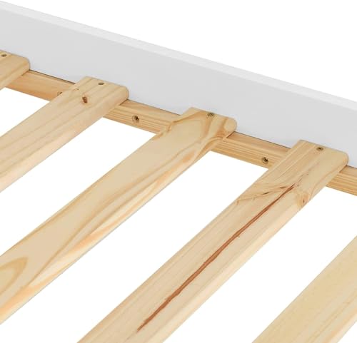 Blisswood 3ft Single Bed Frame, Wooden Bed Frame Solid Pine Wood Bed Frames Bedroom Furniture For Adults Kids Girls Bed Frame Headboard And Low Foot (98 X 197cm, White)