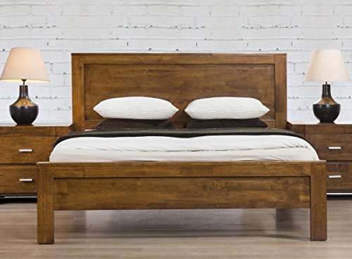 Kelsey Stores California 4FT6 Double 5FT King Size Solid Wood Acacia Rustic Oak Bed Frames Wooden Beds (4FT6 Double Bed)