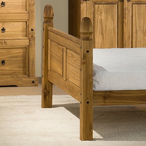 Happy Beds Corona High Foot End 5' King Size Classic Styled Antique Pine Finished Wooden Bed Frame