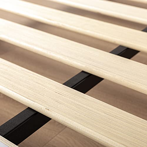 Zinus Suzanne King size Bed frame - Bed 150x200 cm - 18 cm Height - Bamboo and Metal Platform Bed fram with wood slat support - Chestnut Brown and Black