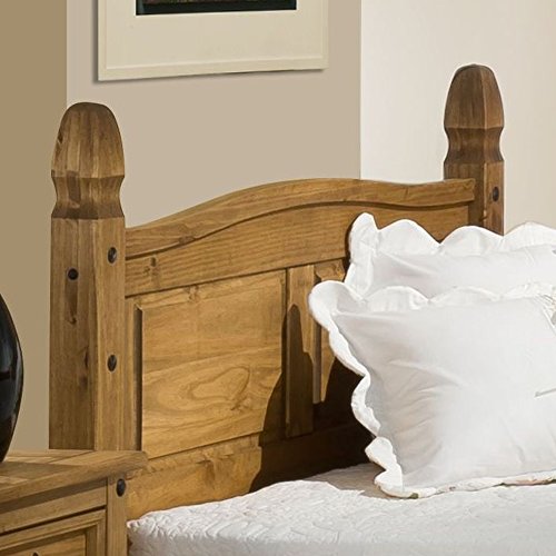 Happy Beds Corona High Foot End 5' King Size Classic Styled Antique Pine Finished Wooden Bed Frame