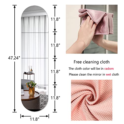 Full Body Length Mirrors for Walls, 12x12" 4pcs Acrylic Plexiglass Wall-Mounted Stick On Frameless Square Makeup Large Long Mirror Home Workout Gym Hallway Mirror Dorm Floor Tile Self Adhesive