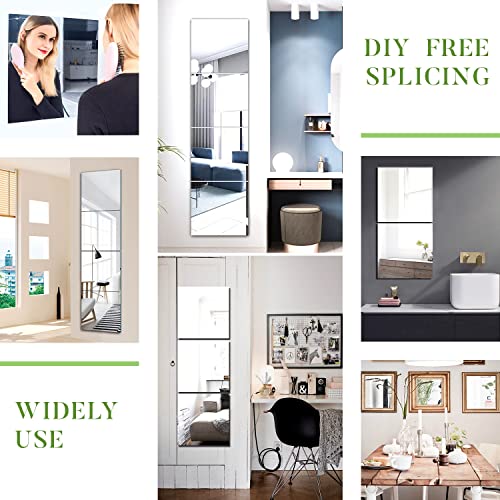 Sqinor Full Length Mirrors Long Wall Mirror Self Adhesive Mirror Tiles Glass 35x35 Stick On Mirrors for Bedroom, Living Room, Wardrobe Doors, Walls (Normal Grinding, 35x35cm, 4pcs)