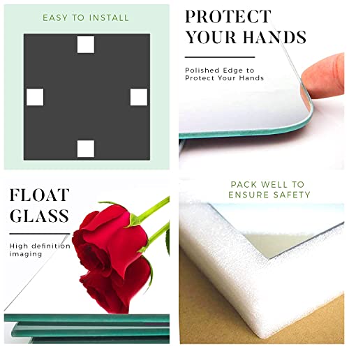 Sqinor Full Length Mirrors Long Wall Mirror Self Adhesive Mirror Tiles Glass 35x35 Stick On Mirrors for Bedroom, Living Room, Wardrobe Doors, Walls (Normal Grinding, 35x35cm, 4pcs)