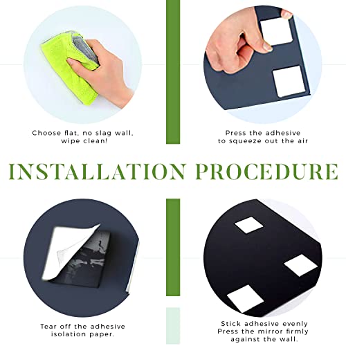 Sqinor Full Length Mirrors Long Wall Mirror Self Adhesive Mirror Tiles Glass 35x35 Stick On Mirrors for Bedroom, Living Room, Wardrobe Doors, Walls (Normal Grinding, 35x35cm, 4pcs)