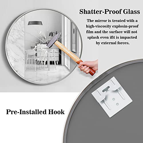 Warmiehomy Round Wall Mounted Bathroom Mirror Makeup Dressing Mirror Frame Mirror for Bathroom Living Room Bedroom (Φ40cm, Black)