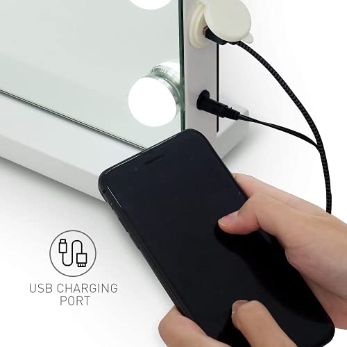 YOURLITE Hollywood Vanity Mirror with Lights, 58×45cm Lighted Makeup Mirror with 15 Dimmable Led Bulbs, 3 Lighting Modes, Touch Screen Control, Tabletop and Wall Mounted Cosmetic Mirror For Bedroom