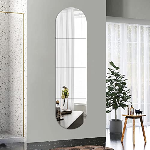 MCLEULLA Full Body Wall Mirrors, 12x12 4pcs Acrylic Plexiglass Mirror Wall Mounted Full Length Frameless Mirror Makeup Large Long Mirror for Walls Home Workout Gym Hallway Mirror Floor Tile