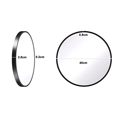 Dripex 40cm Round Mirror, Circle Hanging Wall Mirror - Home Decorative Wall Mounted Vanity Mirror for Bathroom, Dressing Room & Living Room, Black