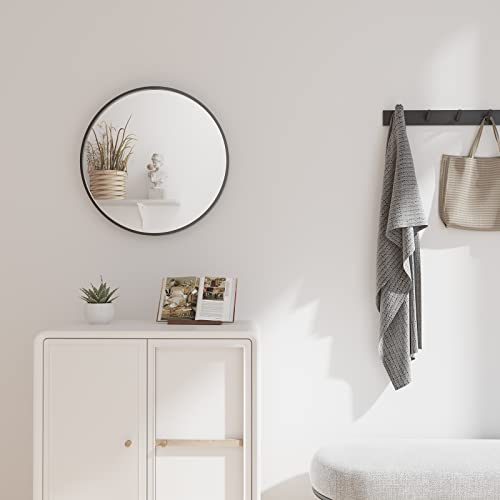 Dripex 40cm Round Mirror, Circle Hanging Wall Mirror - Home Decorative Wall Mounted Vanity Mirror for Bathroom, Dressing Room & Living Room, Black