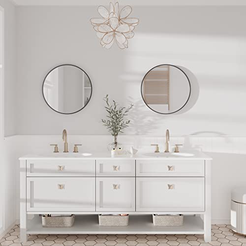 Dripex 40cm Round Mirror, Circle Hanging Wall Mirror - Home Decorative Wall Mounted Vanity Mirror for Bathroom, Dressing Room & Living Room, Black